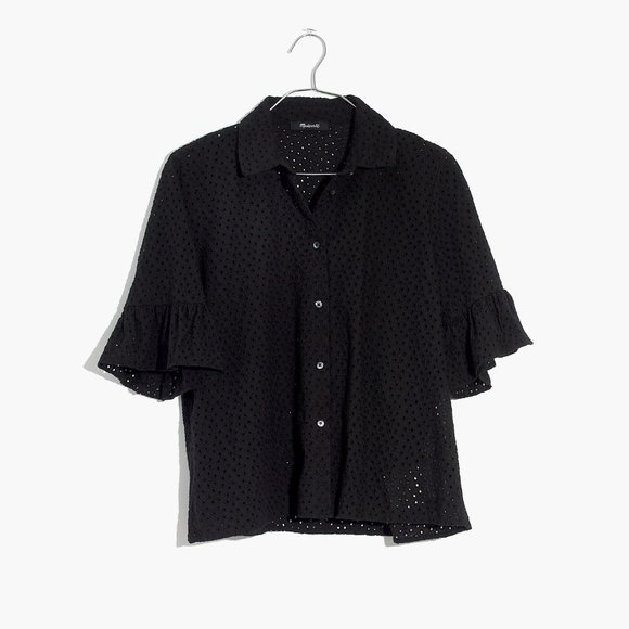 NWT Madewell Eyelet Bell Sleeve Top Medium - Picture 1 of 2